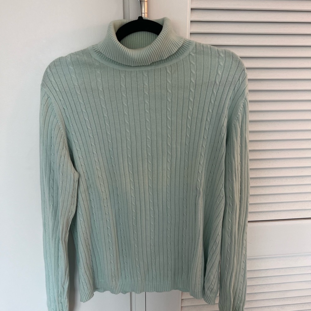 Croft & Barrow Light Blue Ribbed Turtleneck Sweater